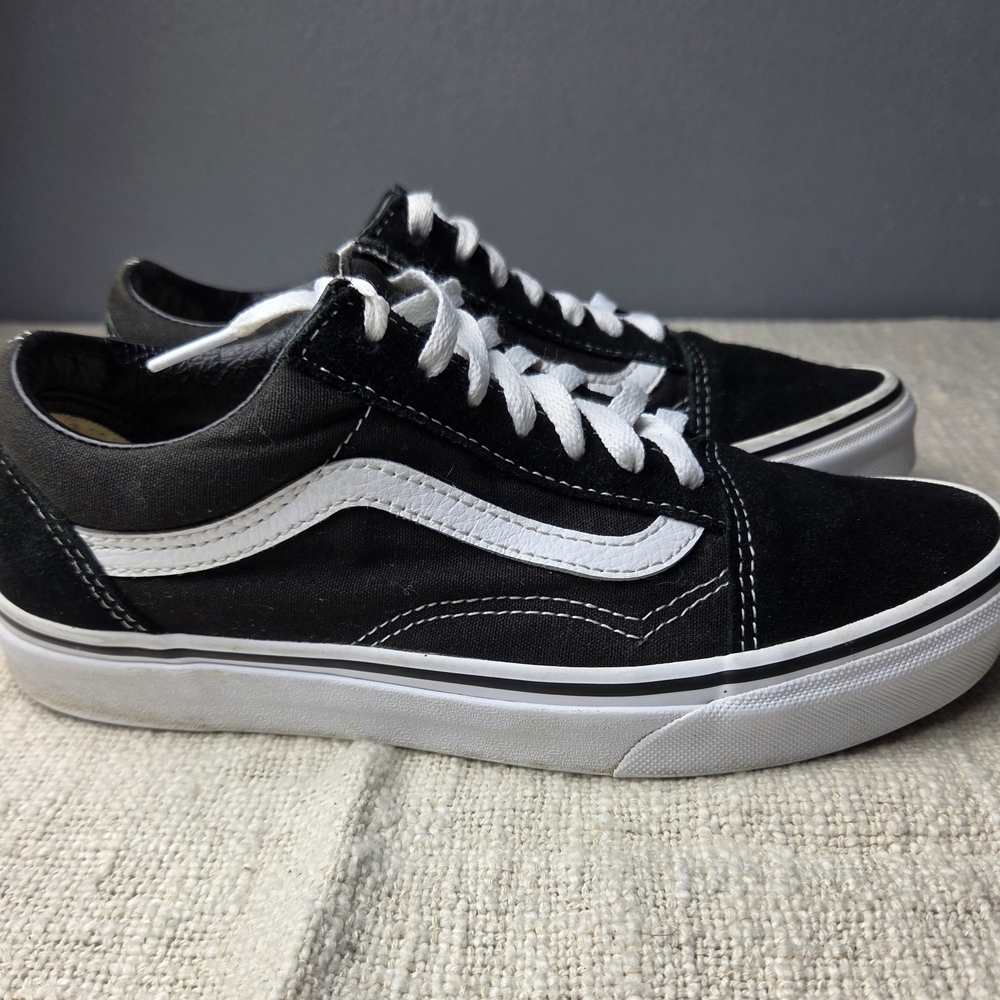 Vans Old Skool Black & White Suede Canvas Sneakers